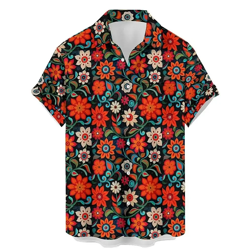 

Men's Summer 2026 New Shirt Party Beach Vacation Camping Casual Printed Floral Short Sleeve Hawaiian Tropical Retro Tops Daily