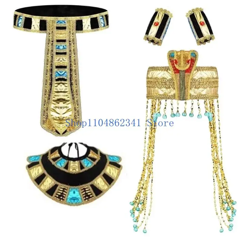 5asd Ägyptisches Halloween-Cosplay-Kostümzubehör, ägyptische Schlangen-Kopfbedeckung, ägyptischer Zauberstab, ägyptischer