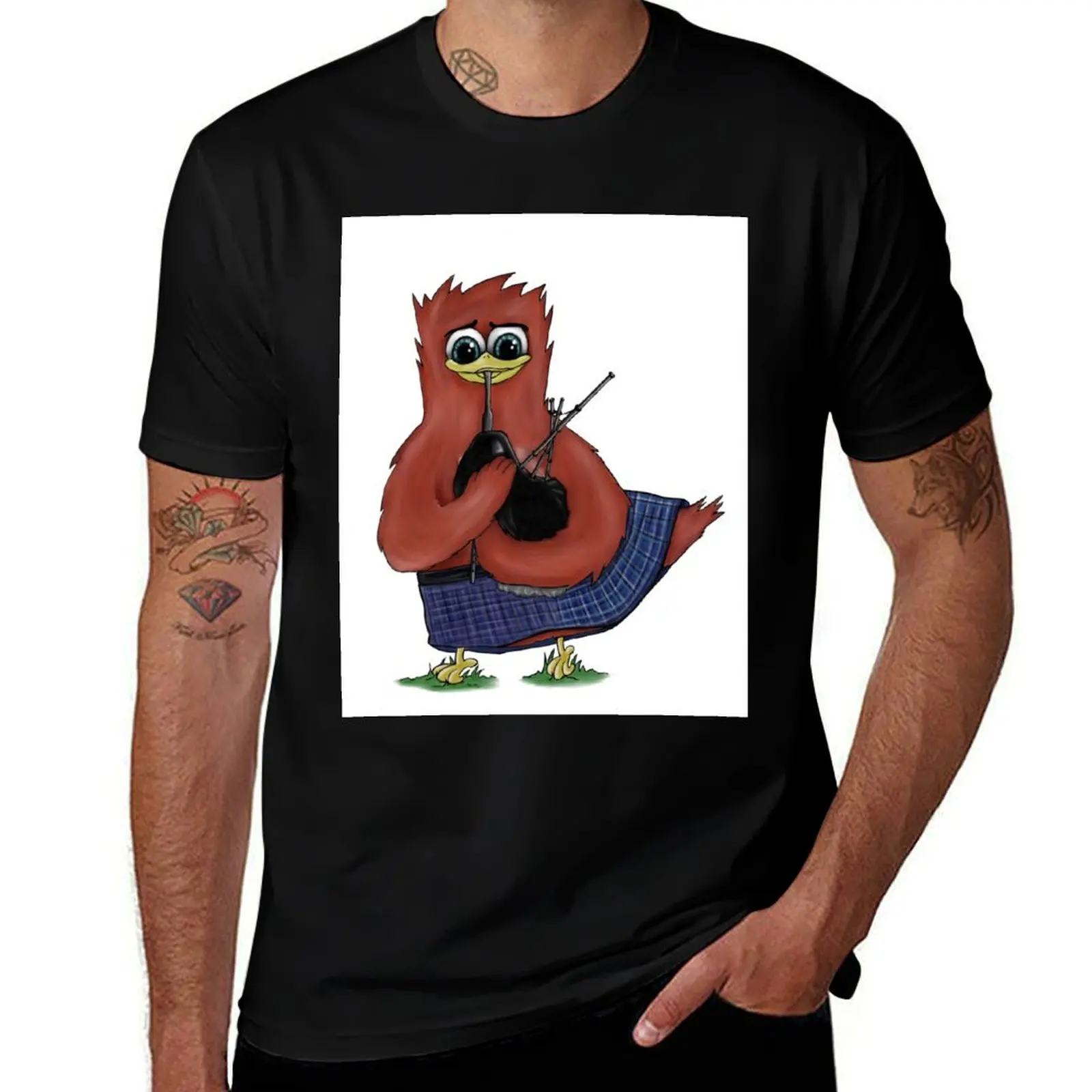 Bird playing bagpipes T-Shirt No Iron Casual Short Sleeve Top T-Shirt