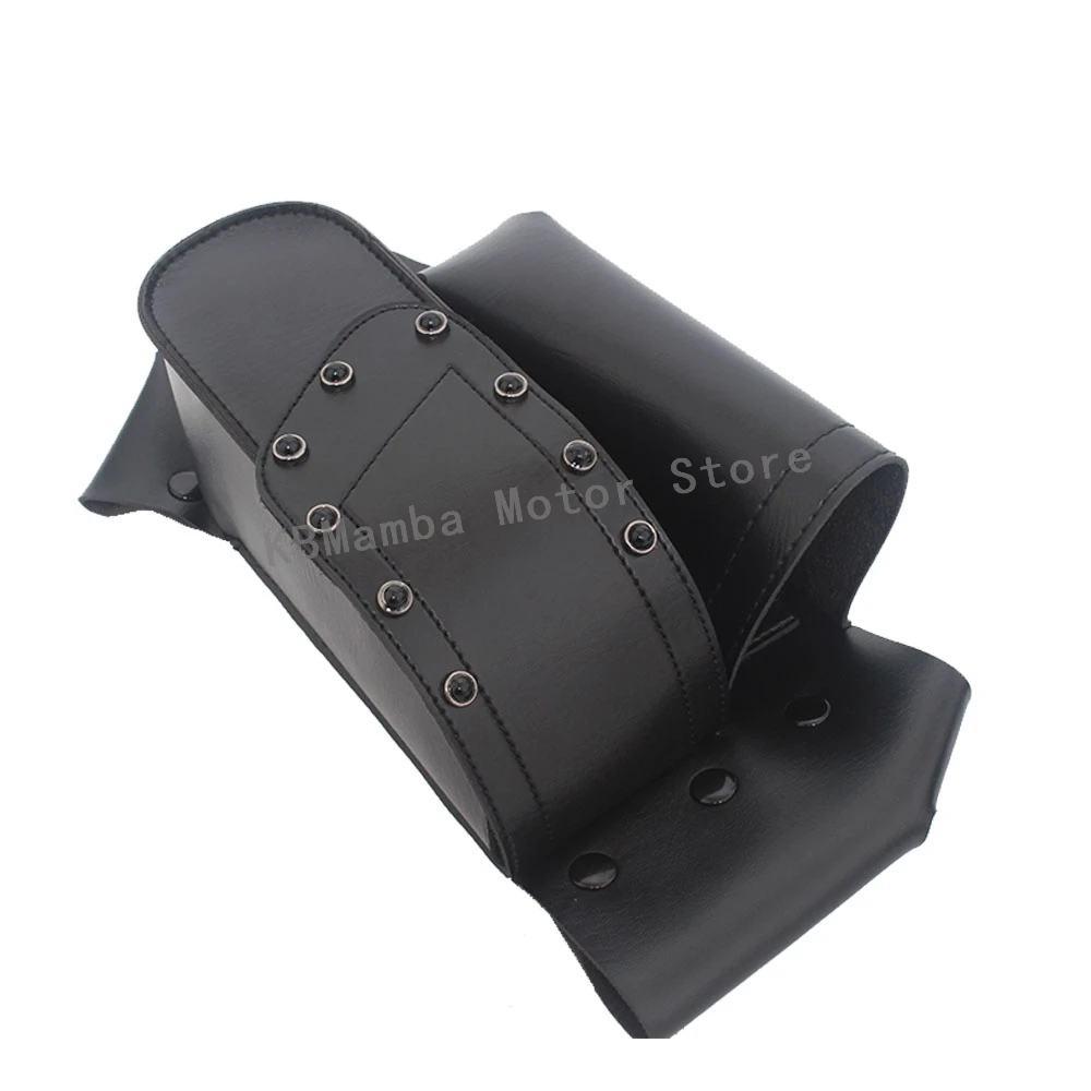 New Motorcycle Black PU Leather Saddlebag Guard Bag Water Bottle Holder For Harley Touring Road King Electra Street Road Glide