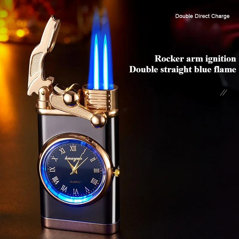 Outdoor Windproof Butane Gas lighter Creative Dial Clock Design High-Flame Lighter Smoking Accessories High-end gifts for Men