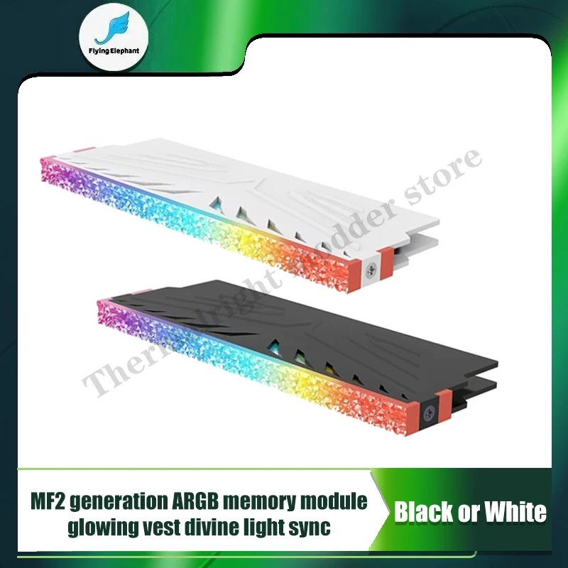 Computer Memory Heatsink RAM Cooling Vest 5V 3-PIN ARGB for Desktop RAM DDR3 DDR4 DDR5 Universal, Diamond RGB Design,2Pcs/Pack