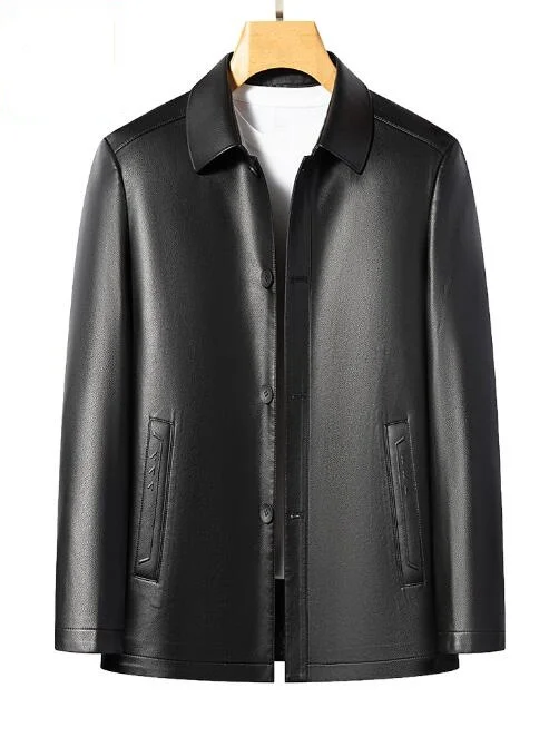 

Весенне-осенняя кожаная куртка, мужская куртка из искусственной кожи, модная черная повседневная куртка с отложным воротником, верхняя одежда для мужчин