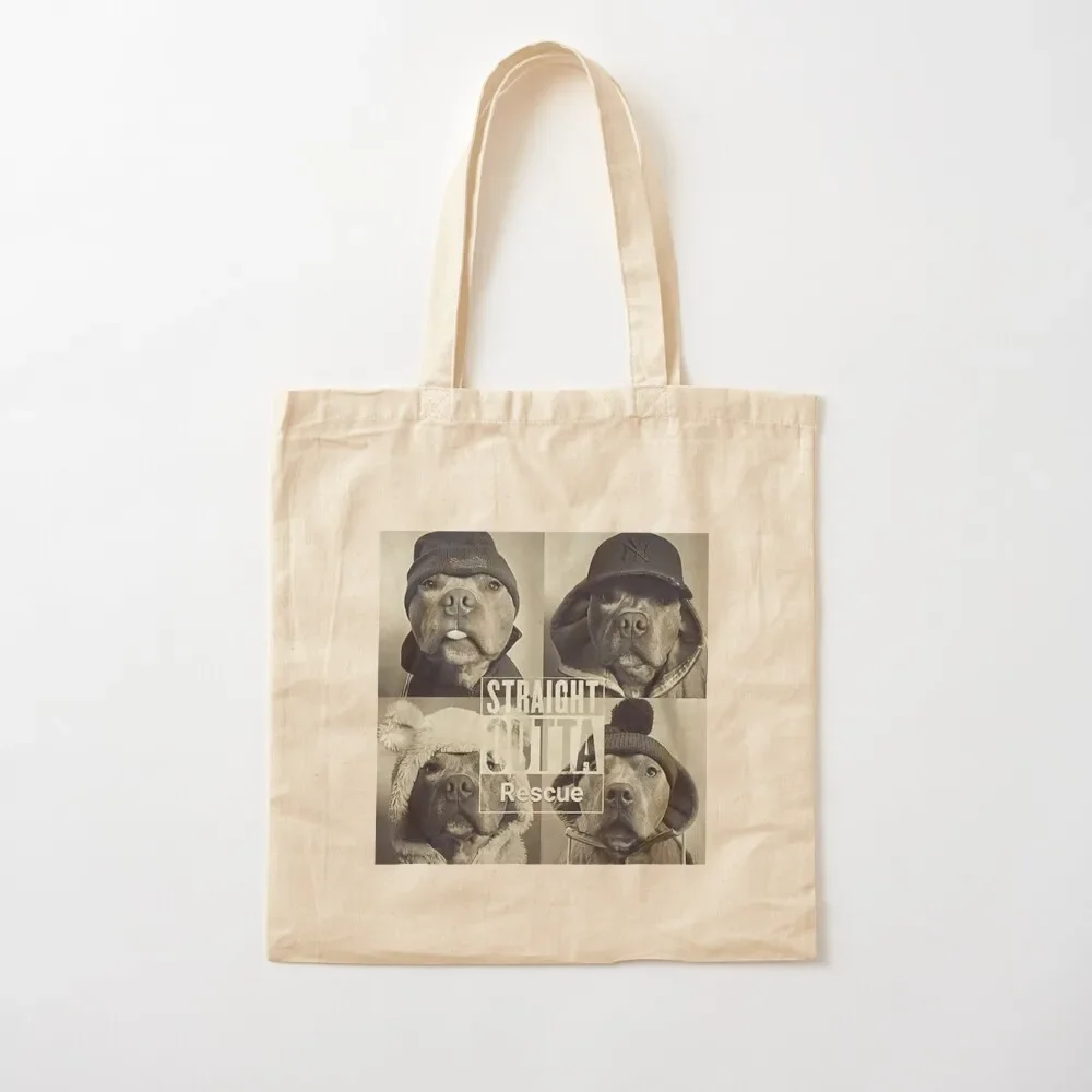 Straight Outta Rescue Pitbull Tote Bag bag luxury women canvas bags Custom bag tote men