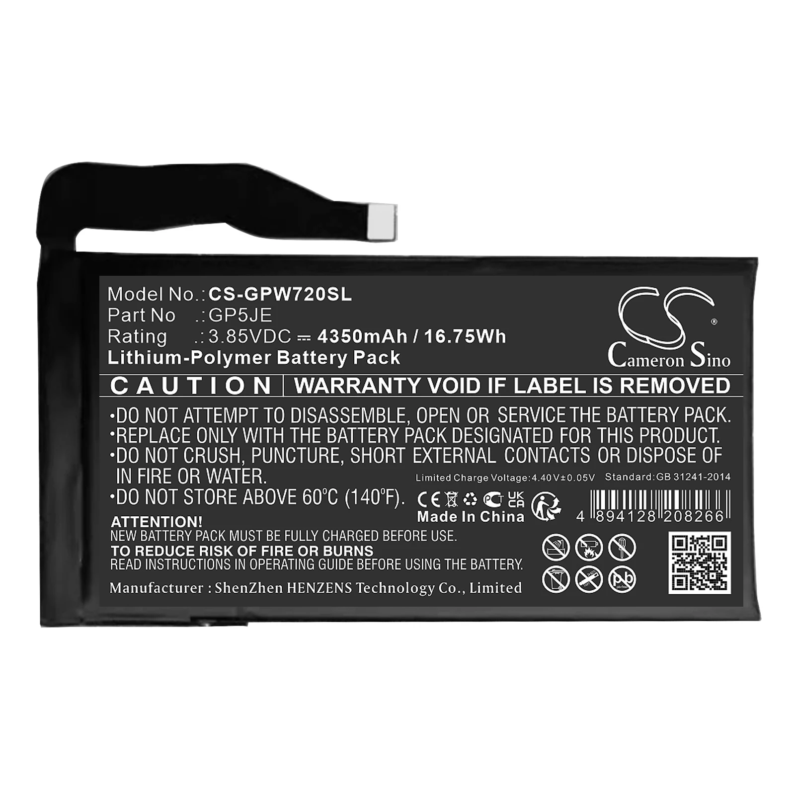 

4350mAh 3.85V 16.75Wh Mobile, SmartPhone Li-Polymer Battery for Google GP5JE Pixel 7A