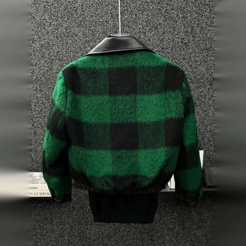 WVGA Herbst Winter Neue Männer Flut Baumwolle Woolen Patchwork Leder Kurze Mäntel Nische Chic Casual Gepolsterte Schulter Jacken Ins W17608