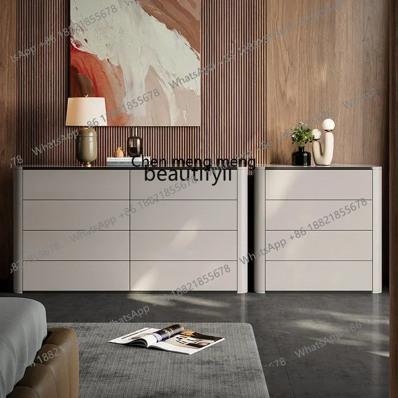 

X CQYItalian minimalist living room modern porch side cabinet bedroom light luxury solid wood storage drawer cabinet