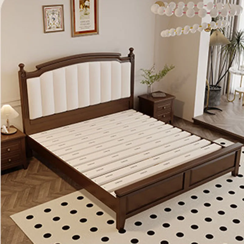 Wooden Double Bed Loft Frame Simple European Modern Sleeping Safe Bed Girls Space Saving Letto Matrimoniale Salon Furniture