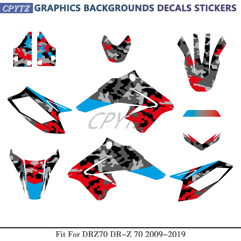 drz70-dr-z-70-2009-2019-グラフィック背景デカールステッカーカスタム番号に適合