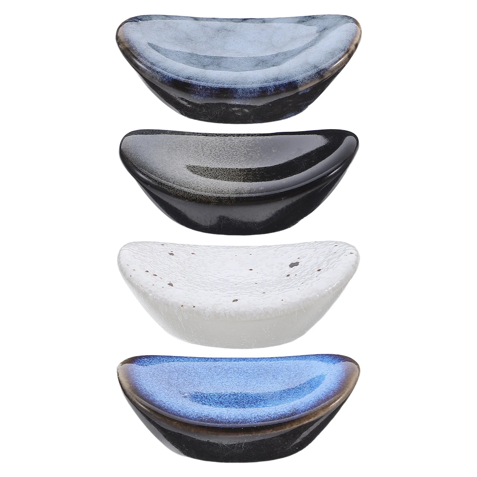 

4Pcs Japanese Porcelain Chopstick Rest Ceramic Spoon Fork Holder Minimalist Tabletop Organizer Reusable Kitchen Dining
