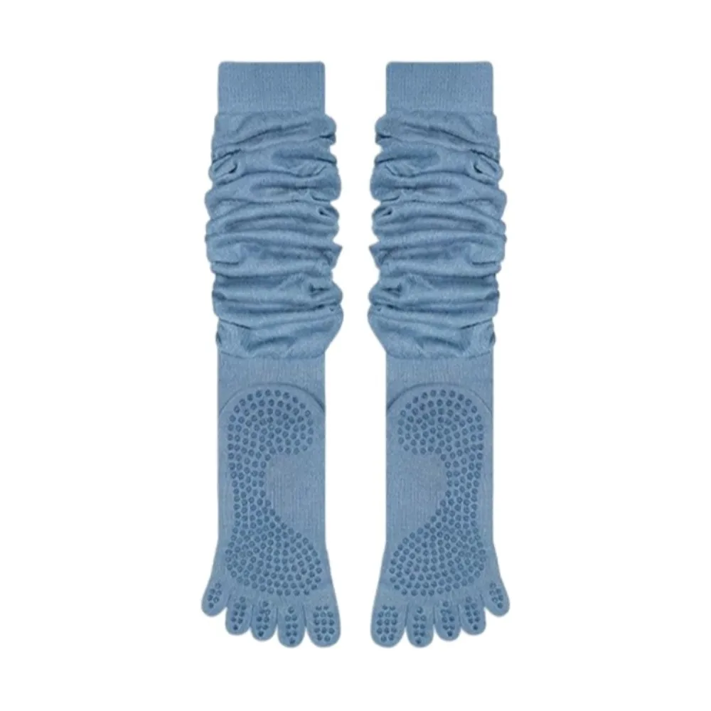 Comfortable Cotton Five Finger Yoga Socks Split Toe Breathable Over Knee Socks Non-Slip Grips Pilates Socks Ladies