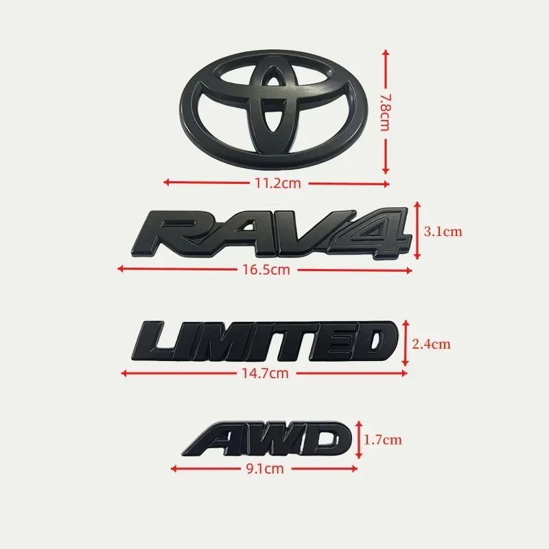4PCS Matte Black ABS OVERLAY logo Emblem for 2019 - 2024 TOYOTA RAV4 XLE XLE LIMITED EMBLEM KIT Trunk sign sticker car accessory view 4