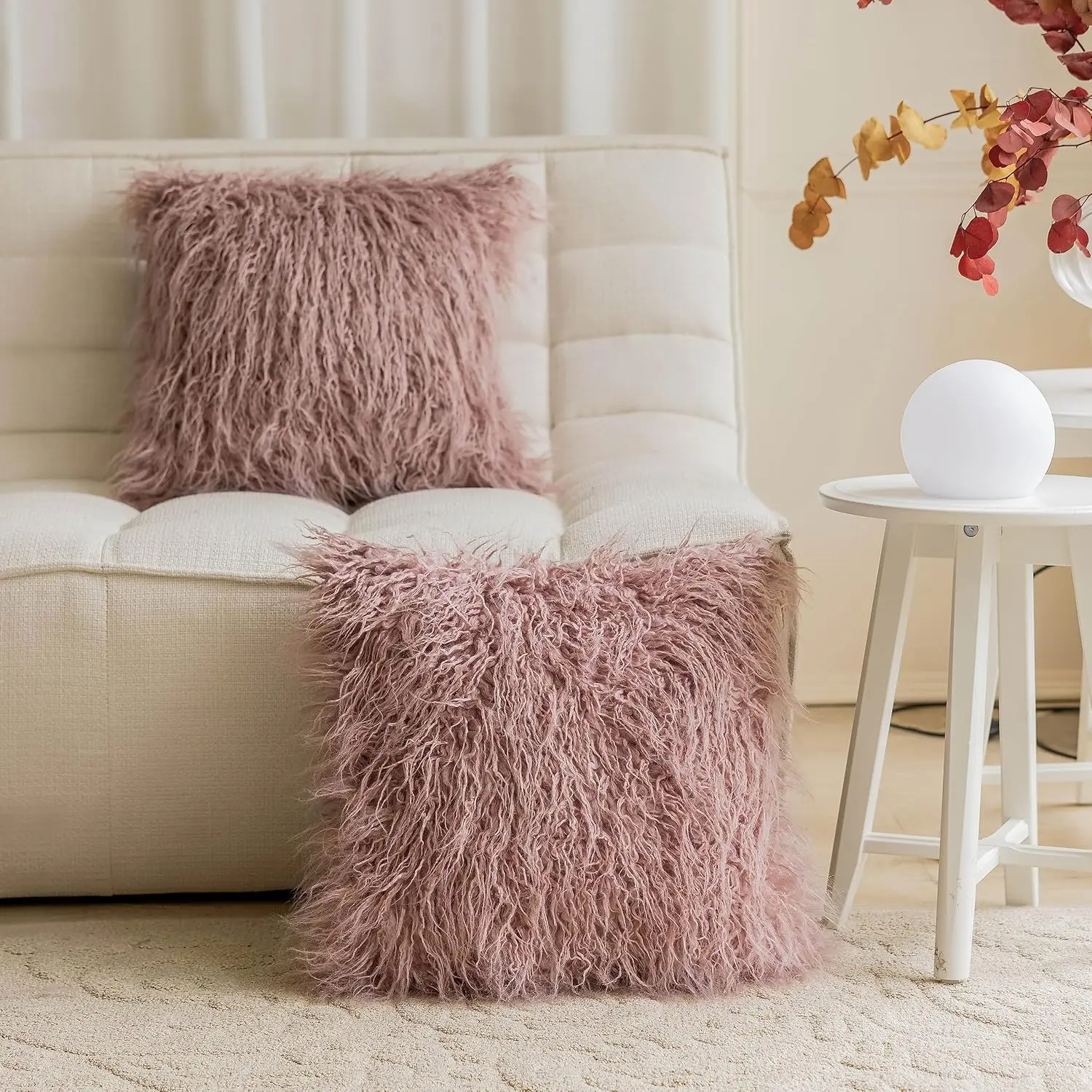 

Mauve Throw Pillow Covers Super Soft Plush Monan Cushion Case For Bed Sofa, Set Of 2 (20 X 20 H, 50Cm), Dusty Pink