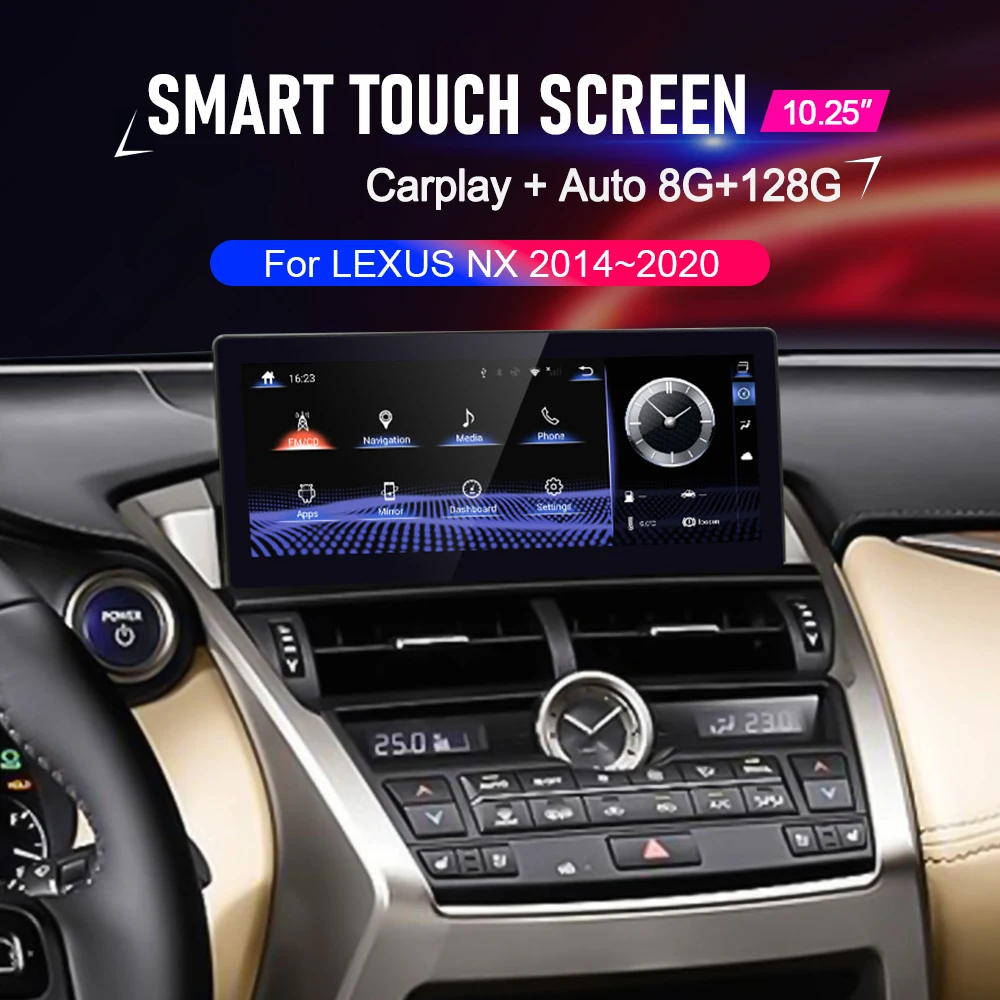 10.25 inch Car Radio For Lexus NX NX200 NX200T NX300h 2014-2020 Android multimedia Video player Wireless Carplay GPS Navigation