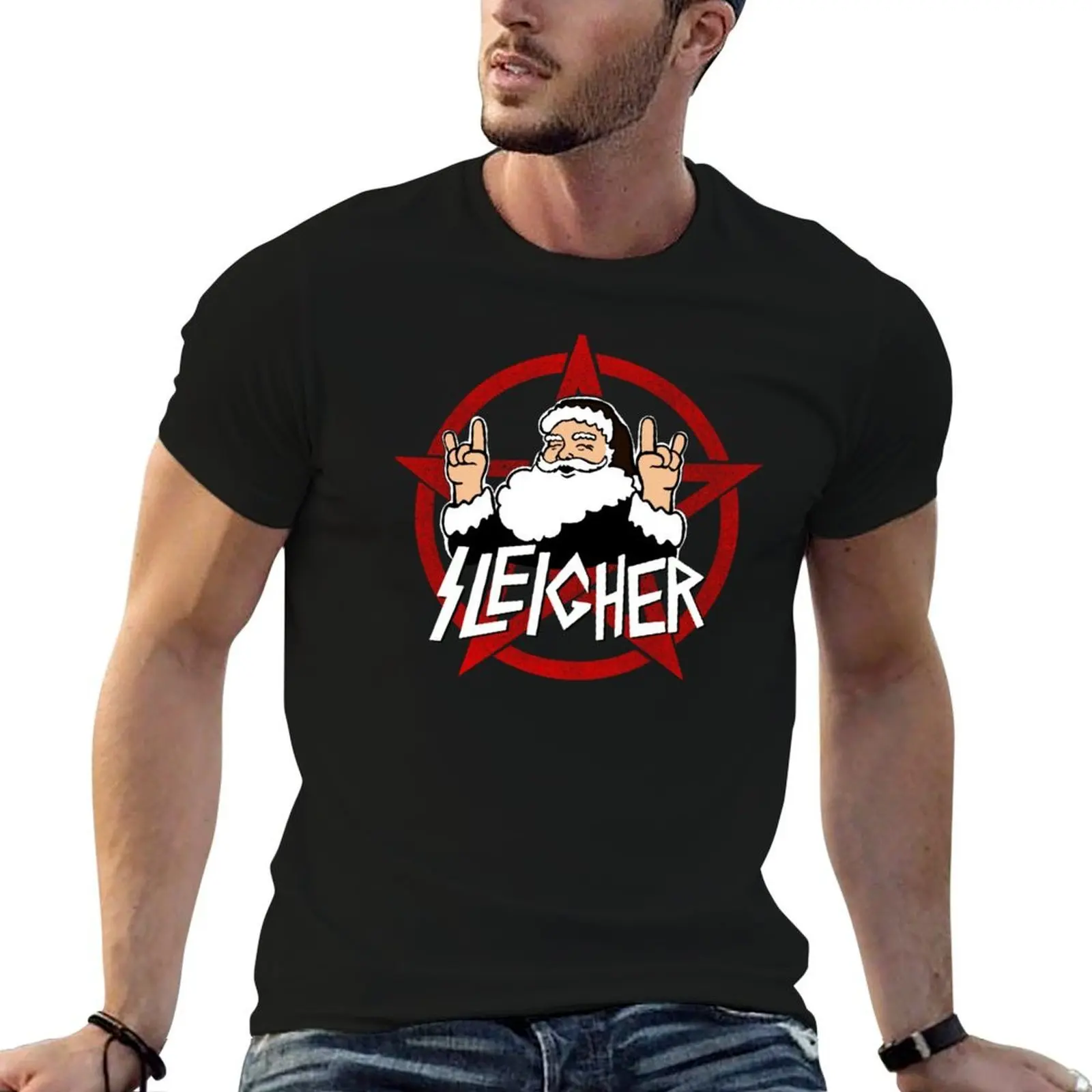 Santa goes Metal Santa Sleigher Funny Christmas for Metalheads T-Shirt fashion shirts new gifts and t-shirts Men's t-shirts