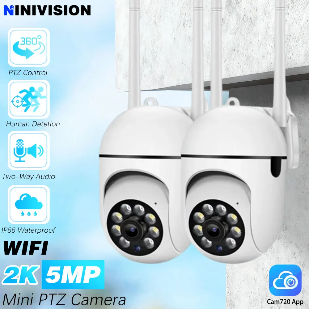 Cam720 5MP Outdoors Auto Tracking Wireless Camera Security PTZ Two-Way Audio Indoor Baby Human Detection Camera Surveillance