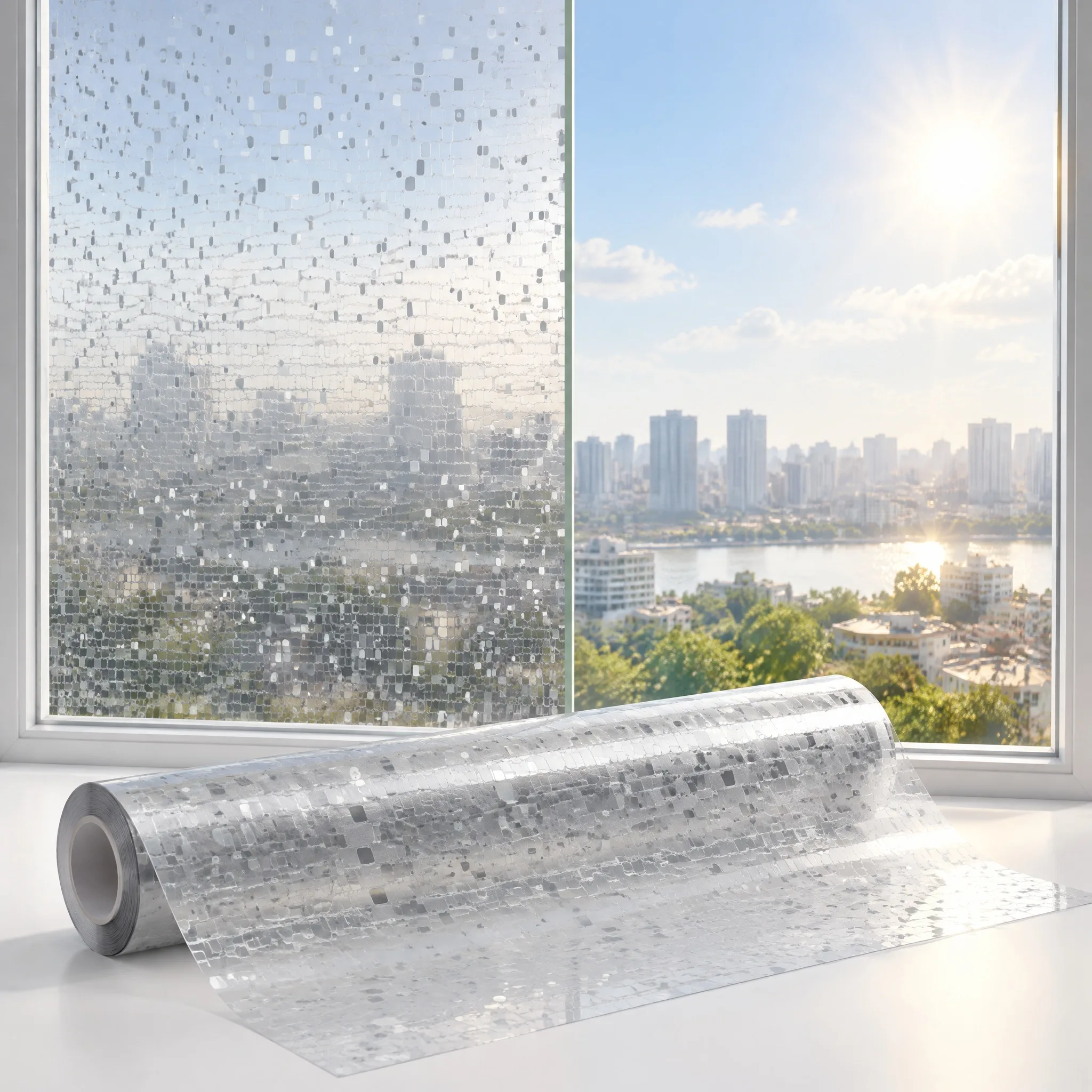 Privacy Frosted Window Film Decorative Translucent Window Sticker Self Adhesive Window Cover for Bathroom for Office