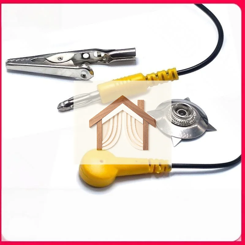 Anti-Static Grounding Coiled Cable 1PC Long Lasting PU Wire with Alligator Clip for Semiconductor Manufacturing Work