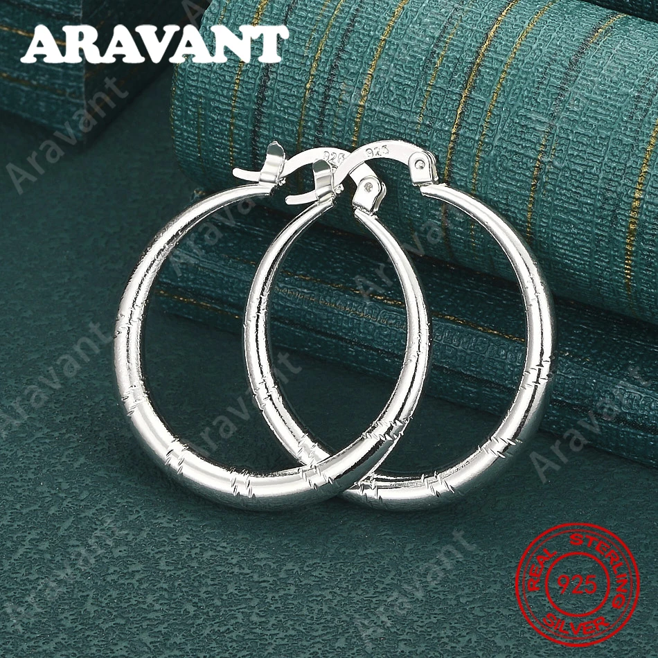 925 Sterling Silver 40mm, 50mm, 60mm Round Hoop Earrings - Unique Gift For Women, Versatile For Events And Jewelry