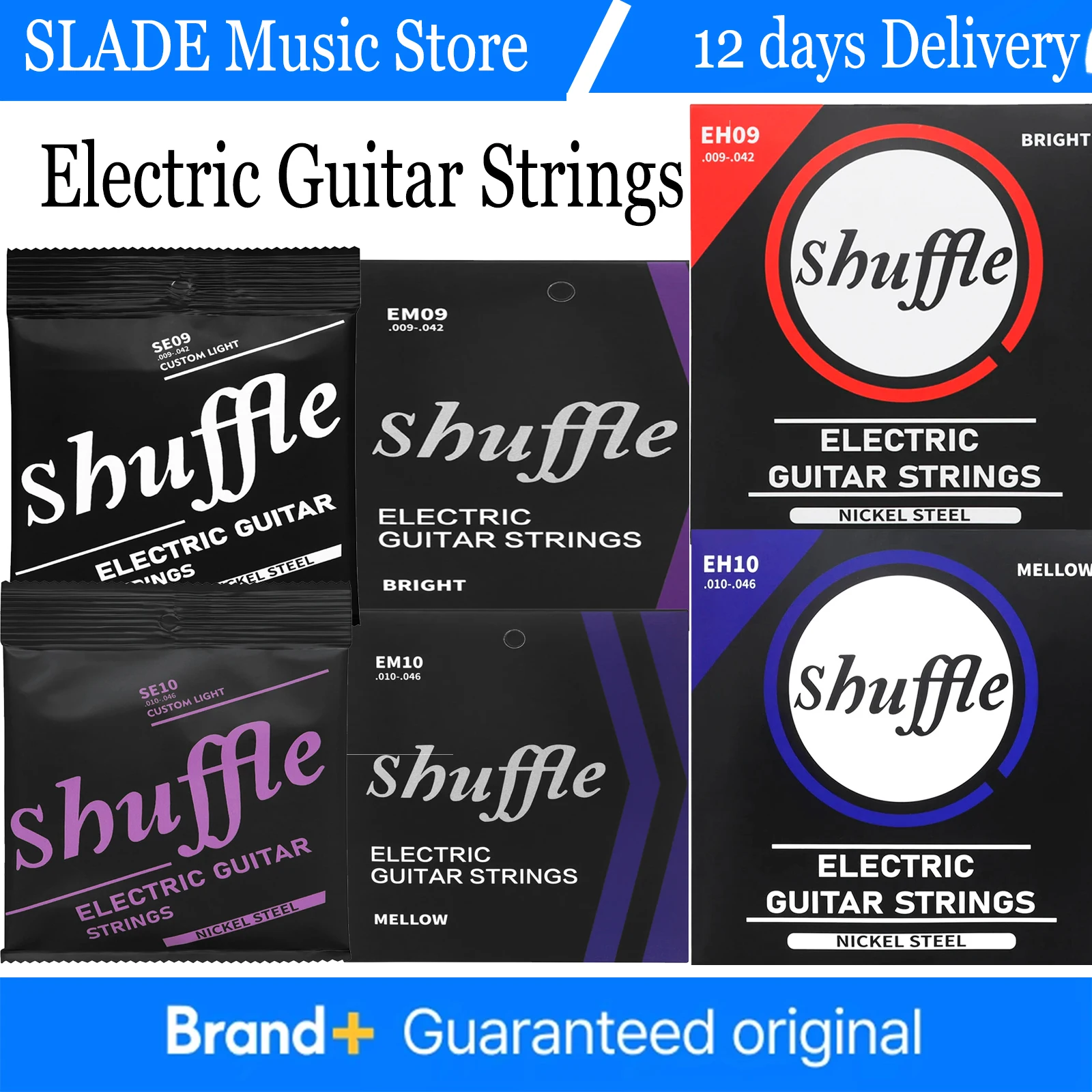 

SHUFFLE 6Pcs/Set Guitar Strings Hexagonal High Quality Carbon Steel Core Electric Guitarra Strings Guitar Accessories 30Sets