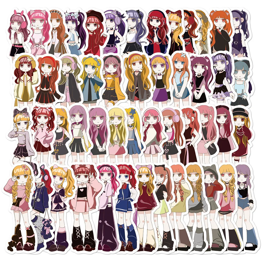 

50 шт., милые наклейки Y2k для девочек, Радужные куклы, наклейки для скрапбукинга, ноутбука, багажа, ноутбука, скейтборда, наклейка