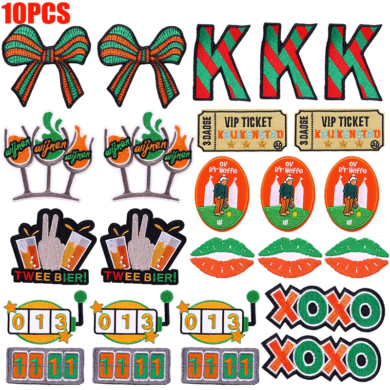 10PCS Embroidery DIY Netherland Kruikenstad Emblem Patches Netherland Carnival Iron On Patches For Clothing Uniform Sew Patch