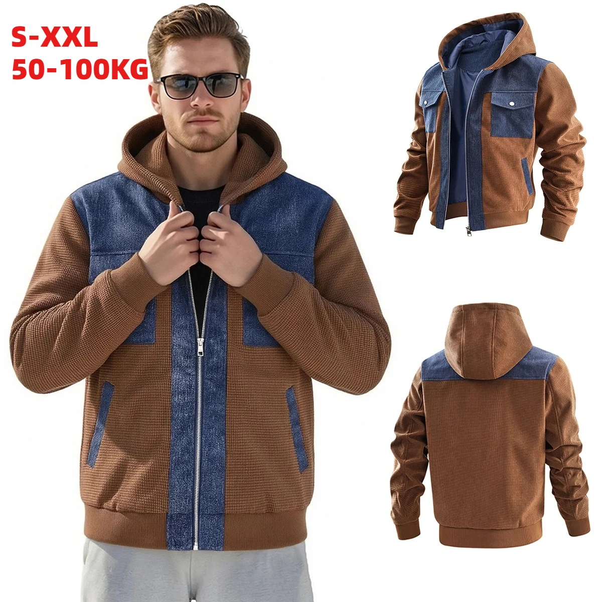 

Новая модная мужская куртка с текстурным дизайном для весны и осени, ветрозащитная и универсальная повседневная рабочая куртка с цветными вставками