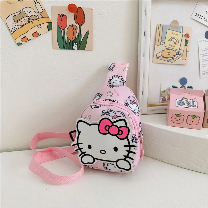 Kawaii Sanrio Hello Kitty Chest Bag Children\'s Cute Pink Crossbody Shoulder Waist Bag Handbag for Women Baby Girls