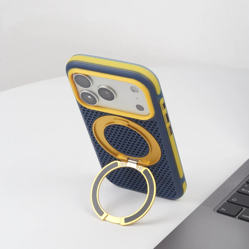 Hit Color Metallständerhalter für MagSafe Handyhülle für iPhone 17 18 Pro Max 16 15 Magnetisches kabelloses Laden mit Mesh-Kühlung – Detail 9