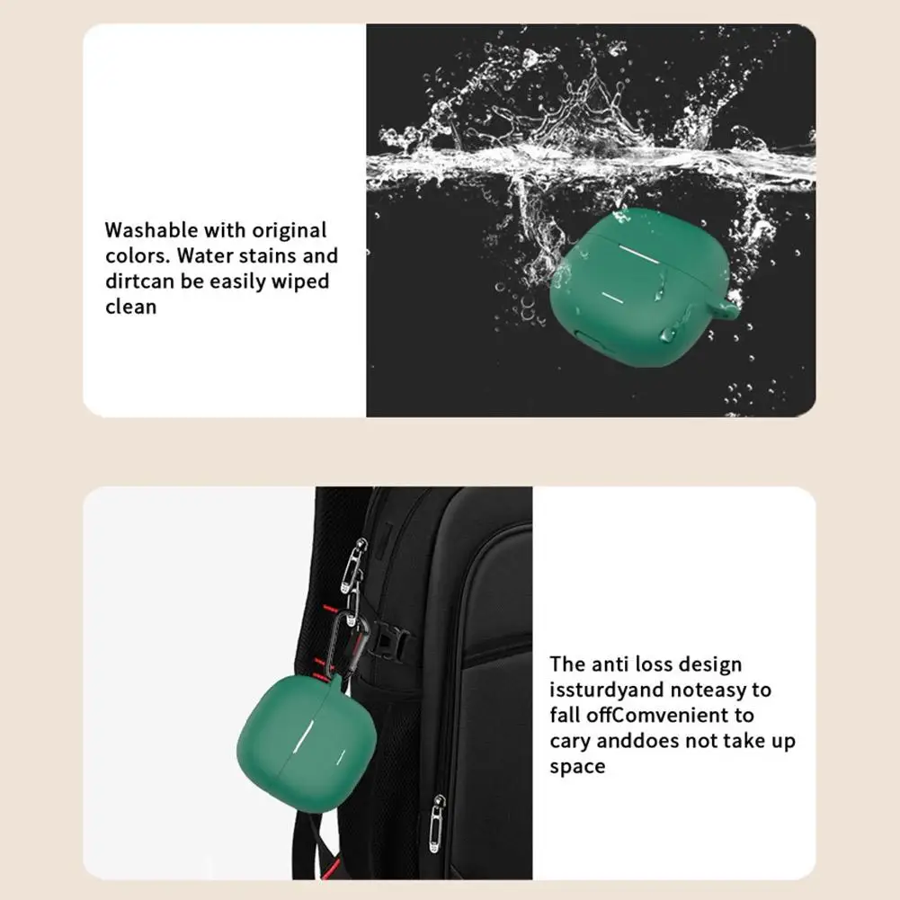 Silicone Case  for REDMI Buds 8 Lite 18mm Thick Shockproof Wireless Charging Compatible Dust Plug Carabiner Clip Anti Slip