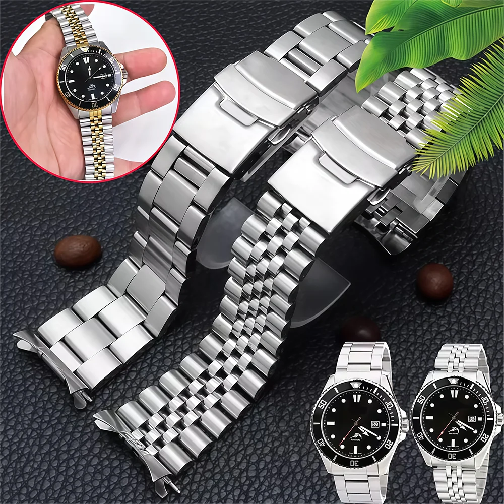 MDV 106 Curved End Stainless Steel Watch Strap 22mm bracelet for Casio Marlin MDV-106 mdv-107 men Metal Golden black Watchband