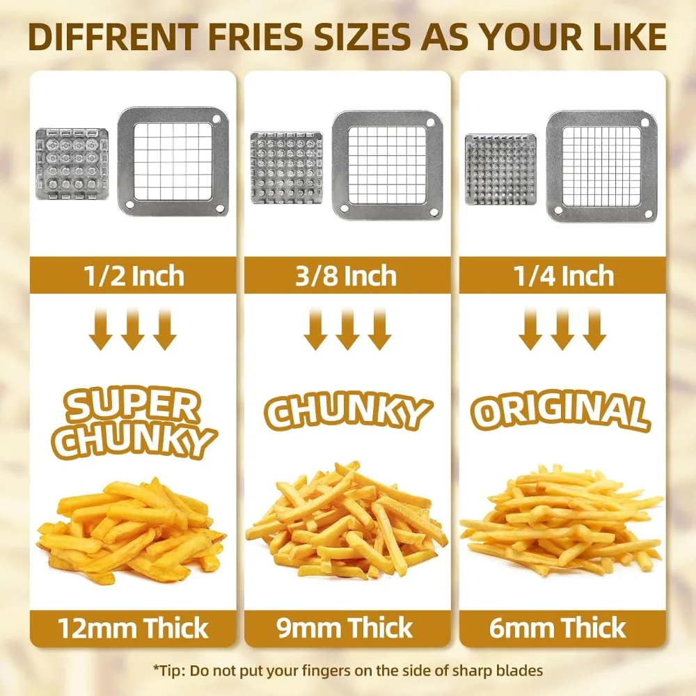 

Коммерческая картофелерезка с присоской, 3 размера лезвия для картофеля фри и овощей, сверхмощная