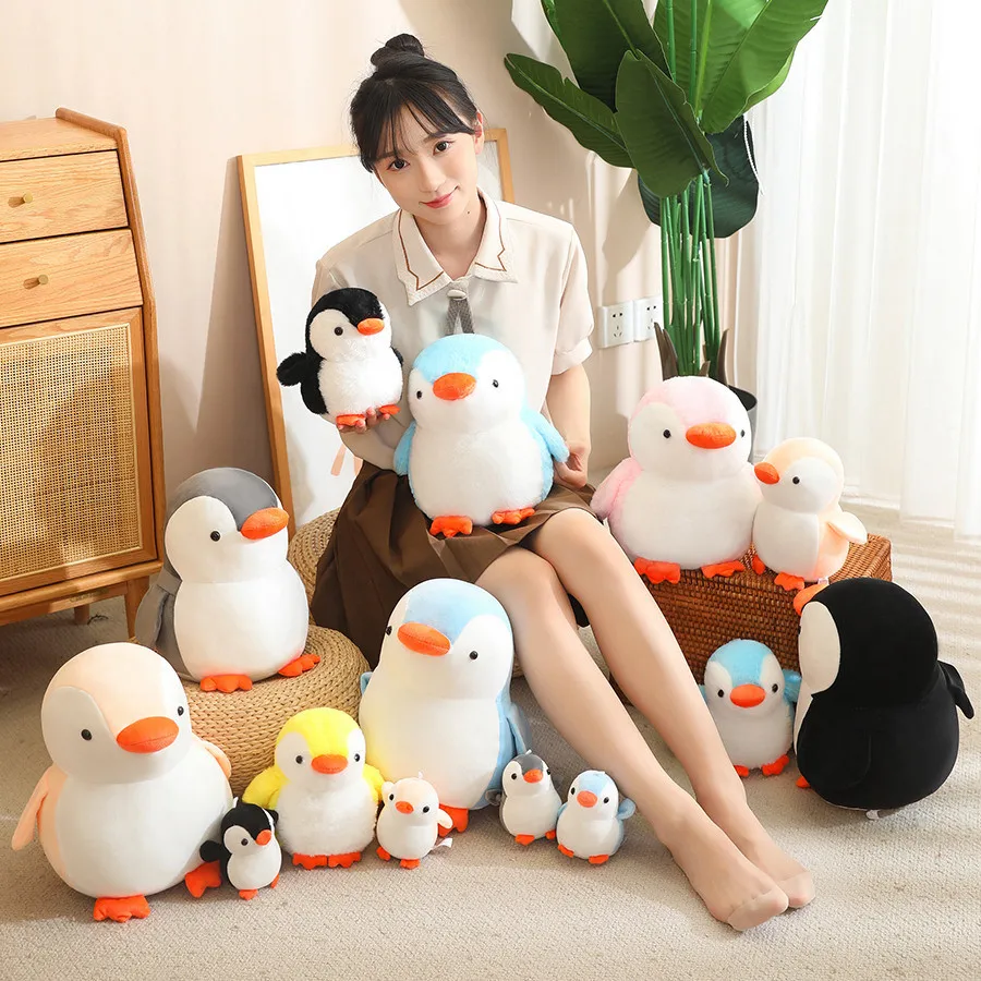 10-30 سنتيمتر Kawaii الكرتون الملونة الساخن البطريق أفخم دمية وسادة أزرق أسود وردي الحيوان ألعاب من نسيج مخملي ديكور المنزل هدية للبنين بنات