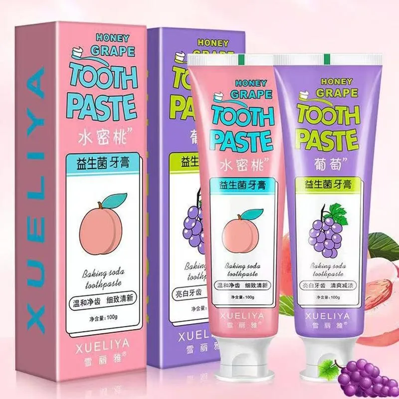 Peach Grape Fruit Flavor Baking Probiotic Toothpaste Teeth Whitening Remove Tooth Stains Freshening Breath Tooth Care 100g