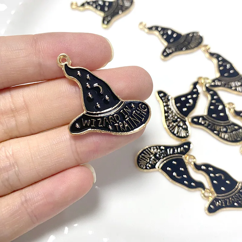 

10Pcs 24*28mm Halloween Witch Hat Charms Alloy Pendant For Jewelry Making Diy Bracelet Necklace Earring Accessories Supplies