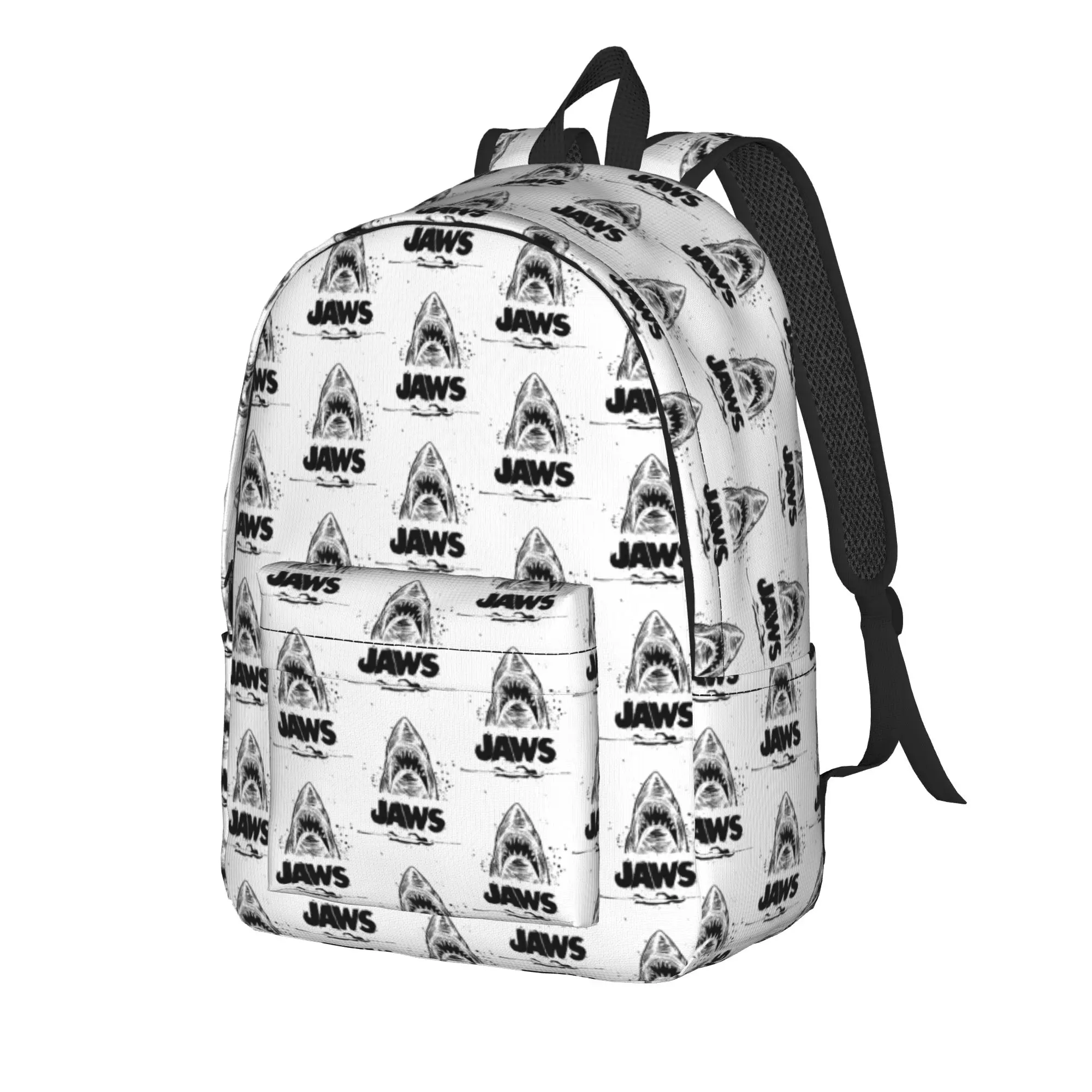 Jaws 50th Anniversary Poster Black and White Sketch Backpack Teen Daily Backpacks Soft Pretty High School Bags Rucksack