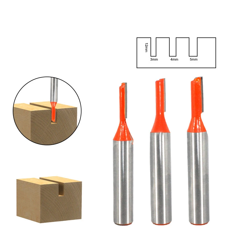 

8mm woodworking tool trimming machine head metric straight knife 3-piece set electric wood milling cutter trimming knife tools