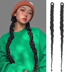 Dream Like-Extensión de cola de caballo de 24 y 26 pulgadas, trenzas sintéticas de boxeo, cola de moño con banda de goma, Pelo trenzado de especias para niñas, Color negro