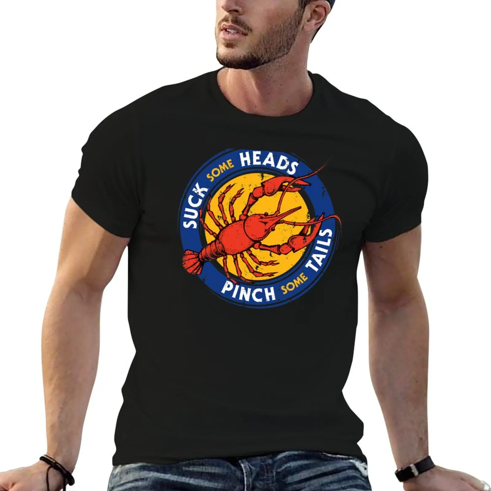 Suck Heads Pinch Tails - Distressed T-Shirt Sports Casual Short Sleeve Cotton Tee