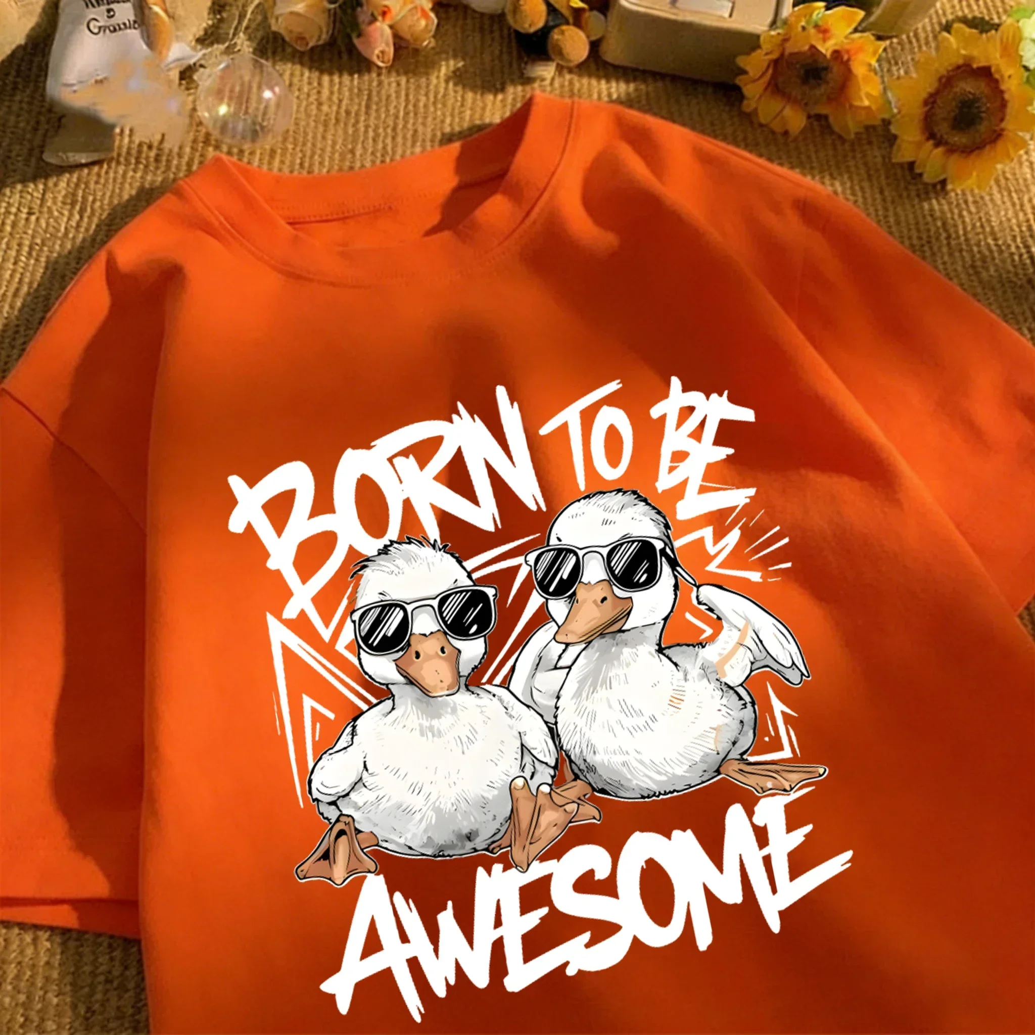 Born To Be Awesome Printed T-Shirt Men Sport Summer Vintage Top Casual Loose Clothing Cotton Unisex Soft Fashion Streetwear