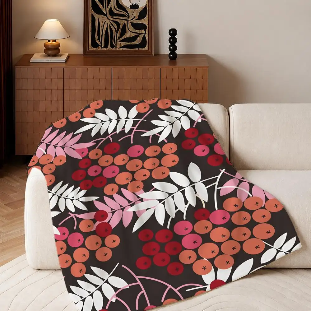Thanksgiving Cranberry  Throw Plush Flannel Throw Blanket, Sofa Bed Travel Picnic Home Textile Decor