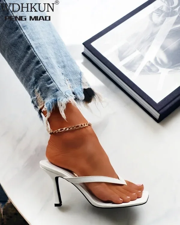 2021 New High-heeled Shoes Heel Large Square Head Solid Color Pinch Toe Women's Shoes High Heel Women's Sandals Shoe for Women