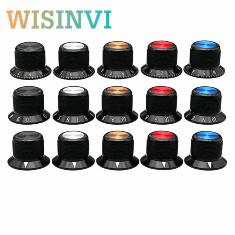 25x17mm Aluminum Knob Cap 6mm Shaft Potentiometer Knob Digital Arrow Scale Volume Knob cap for Amplifier Mixer Audio Equipment
