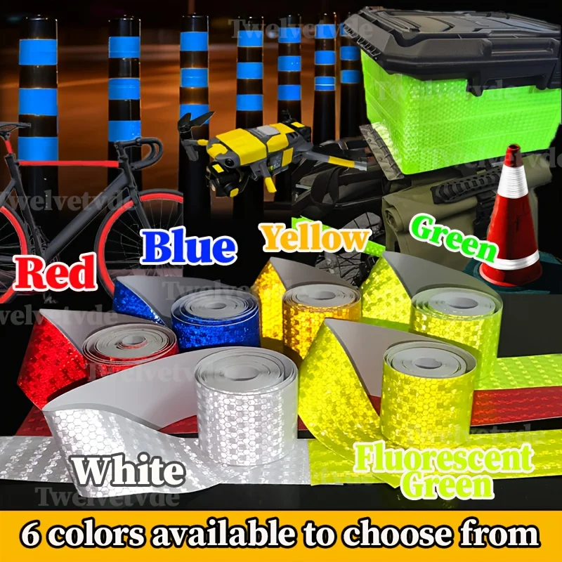 6Color 5cm Solid Color Safety Warning Reflective Sticker High Visibility Durable Tape Safety Car Truck Safety Reflective Sticker