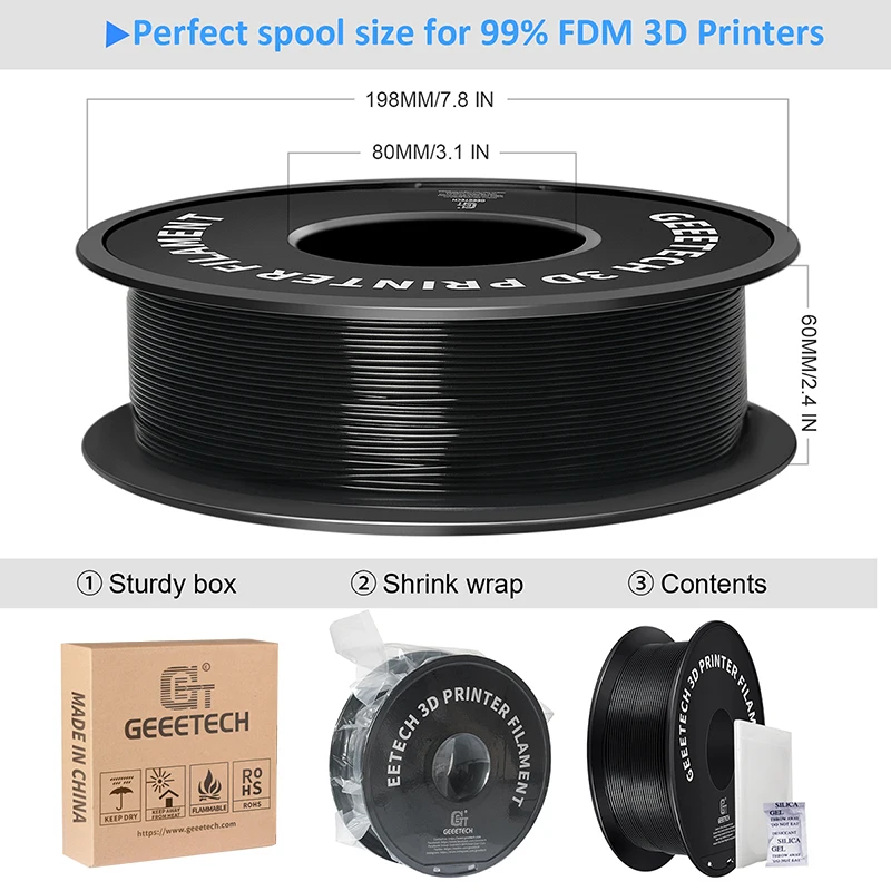 Geeetech 10Kg PLA Filament Plastic For 3D Printer 1.75mm,Tangle-Free, 3d Printing Wire Materials Vacuum Packaging