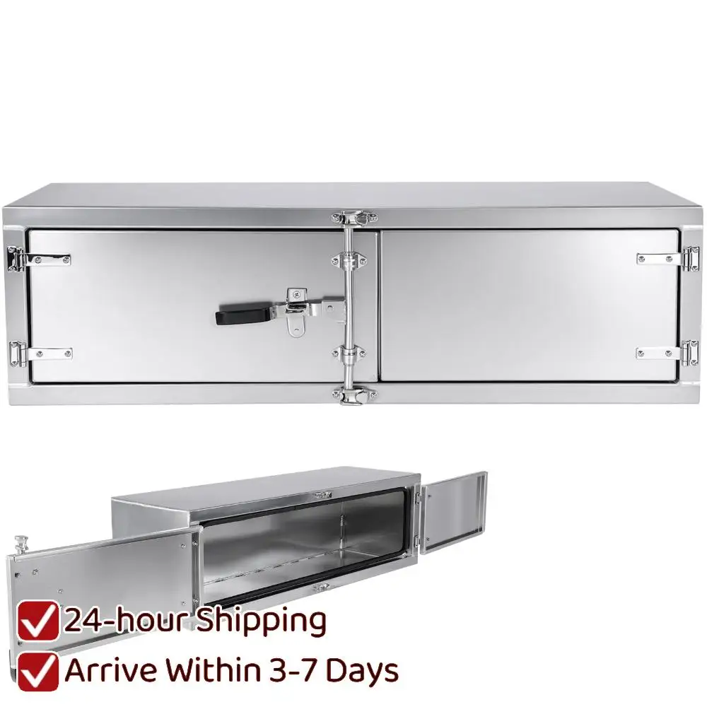 

Underbody Truck Bed Tool Box Truck Toolbox 18 X 18 X 60 Inch with Cam Lock Double Barn Door Aluminum for Pickup RV Trailer
