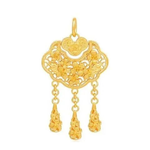 New Vintage Gold Plated Long Life Lock Pendant Necklace with Tassel for Women Safety Luck Amulet Long Lasting Fade Resistant