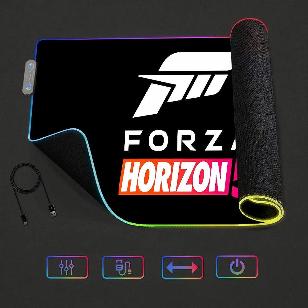 Mousepads Mat Gaming MousePad LED Table Pads Horizon Forza 5 Backlit Rubber Desktop XXL RGB Game Desk  Micro USB