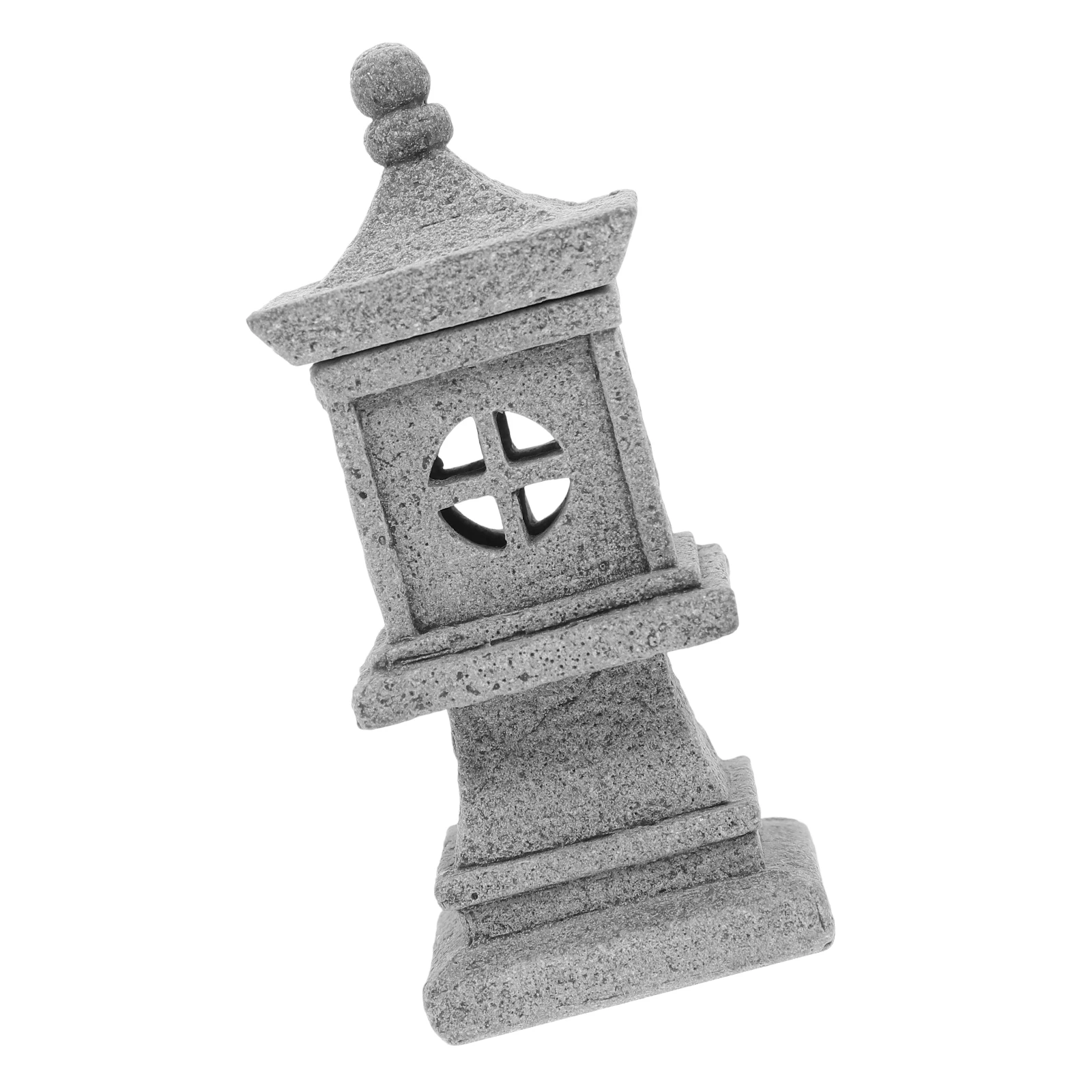 

Mini Stone Pavilion Zen Garden Decor High Simulation Landscape Solar Light Grey Powder Gardening naments Indoor