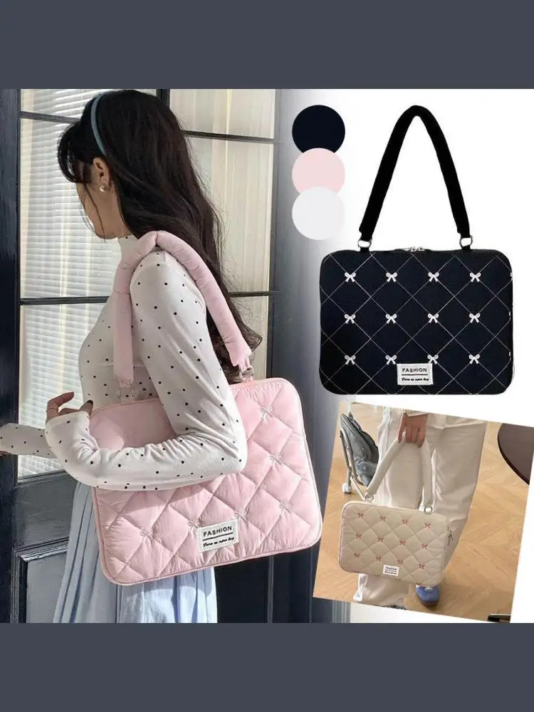 Sac de voyage 15 pouces, sacs pour ordinateur Portable, nœud avec poignée, étui pour ordinateur Portable, matériau souple, mignon, pochette de voyage pour ordinateur Portable